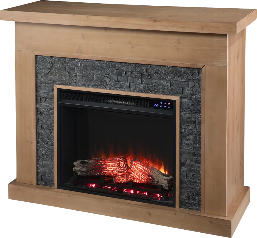 Rische Natural 45 in. Console with Electric Touch Screen Fireplace