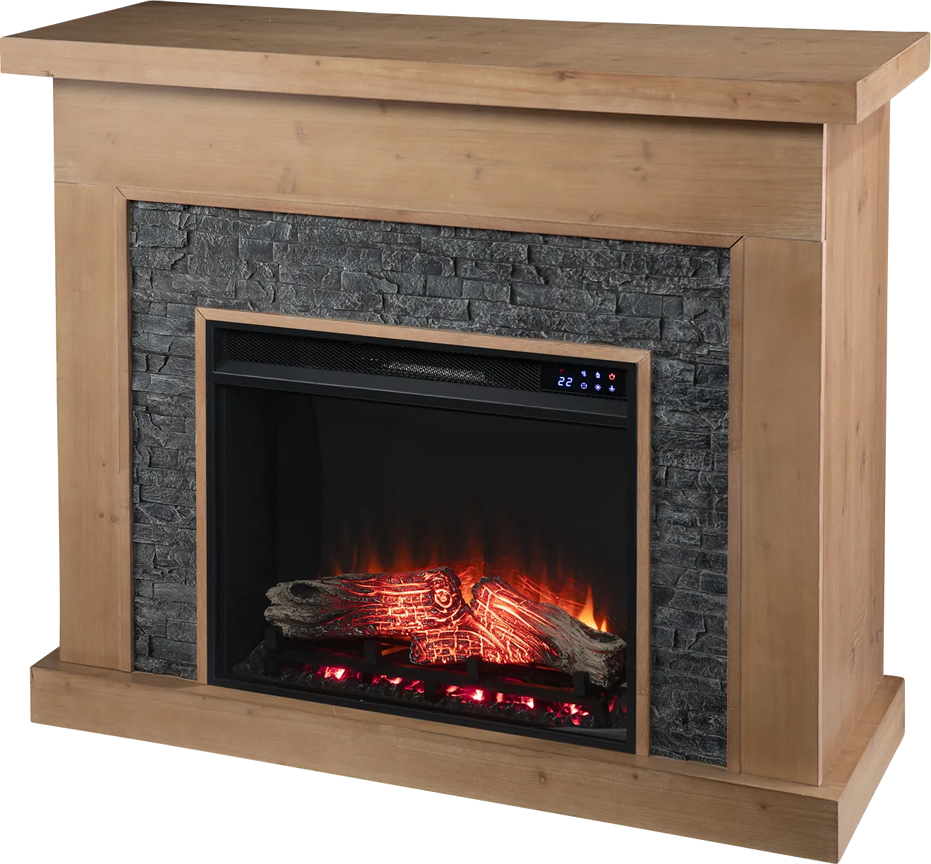 Rische Natural 45 in. Console with Electric Touch Screen Fireplace - Image 1