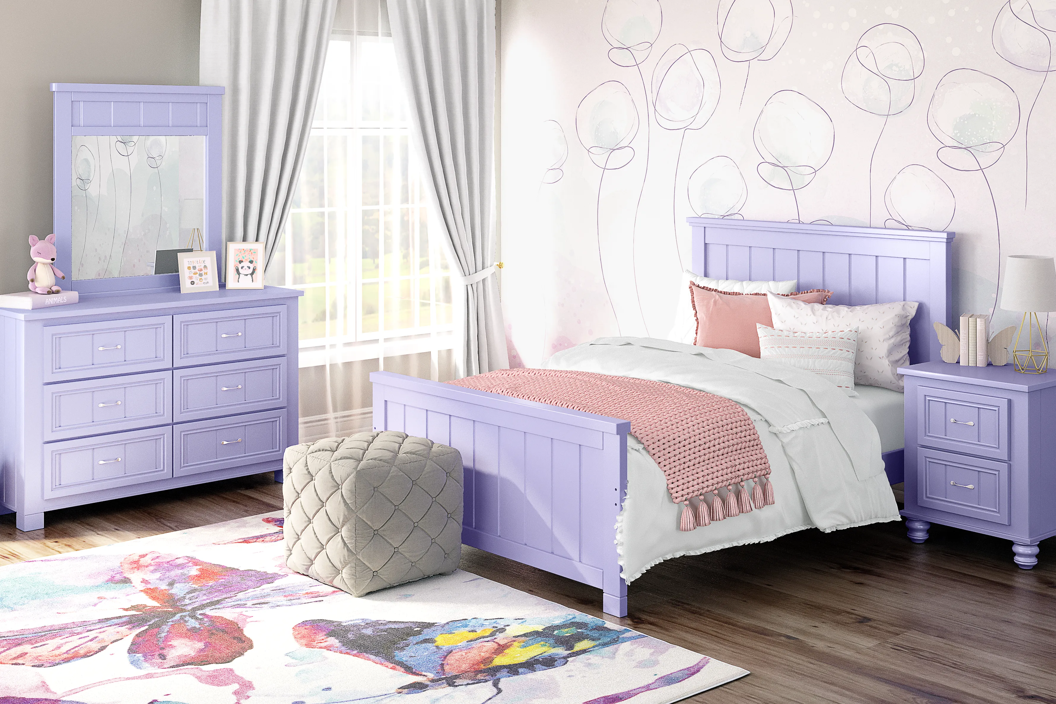 Kids Cottage Colors Lavender Full Panel Bed - Thumbnail - Image 2