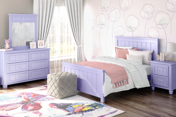 Kids Cottage Colors Lavender Full Panel Bed