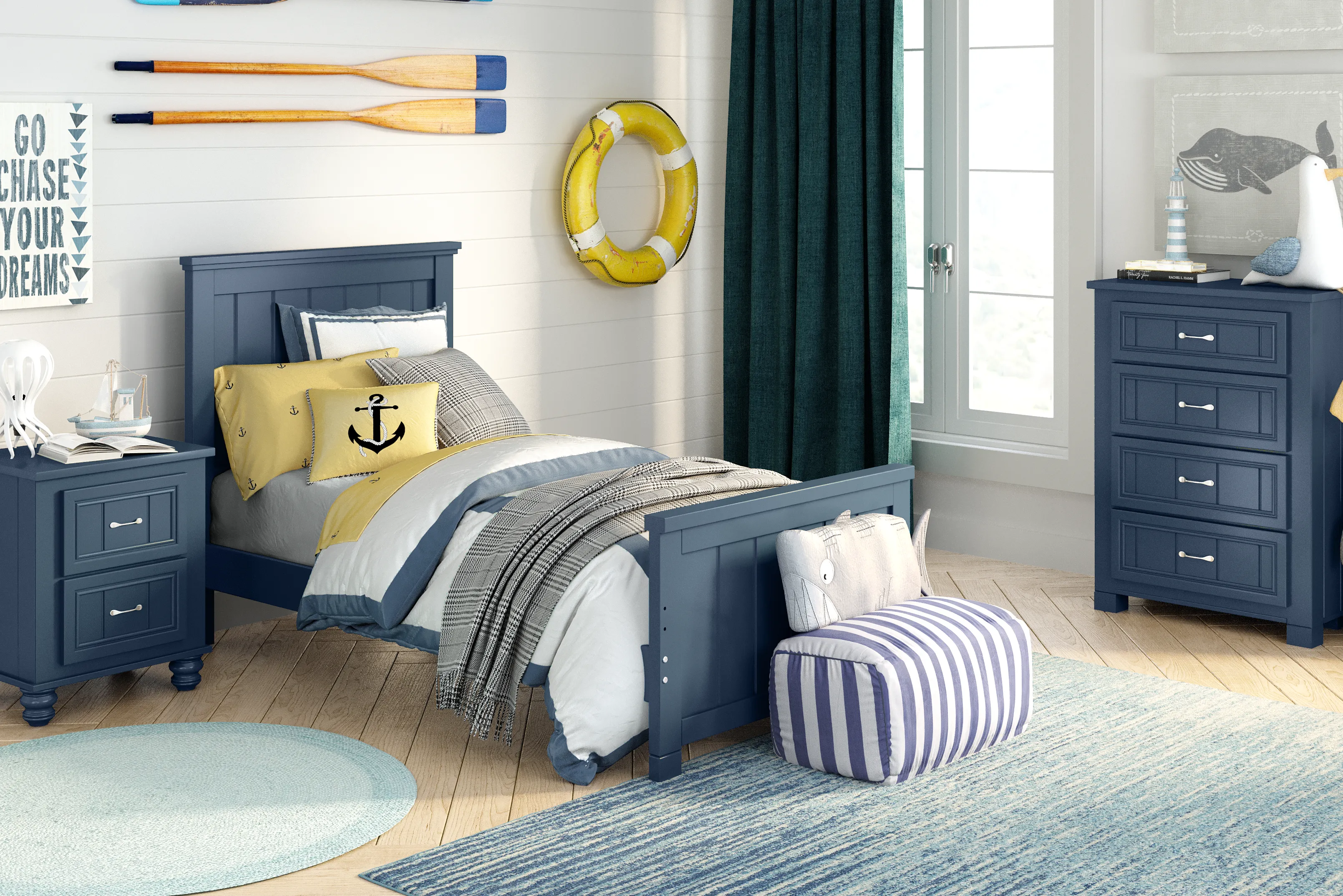 Kids Cottage Colors Navy Full Panel Bedroom - Thumbnail - Image 1