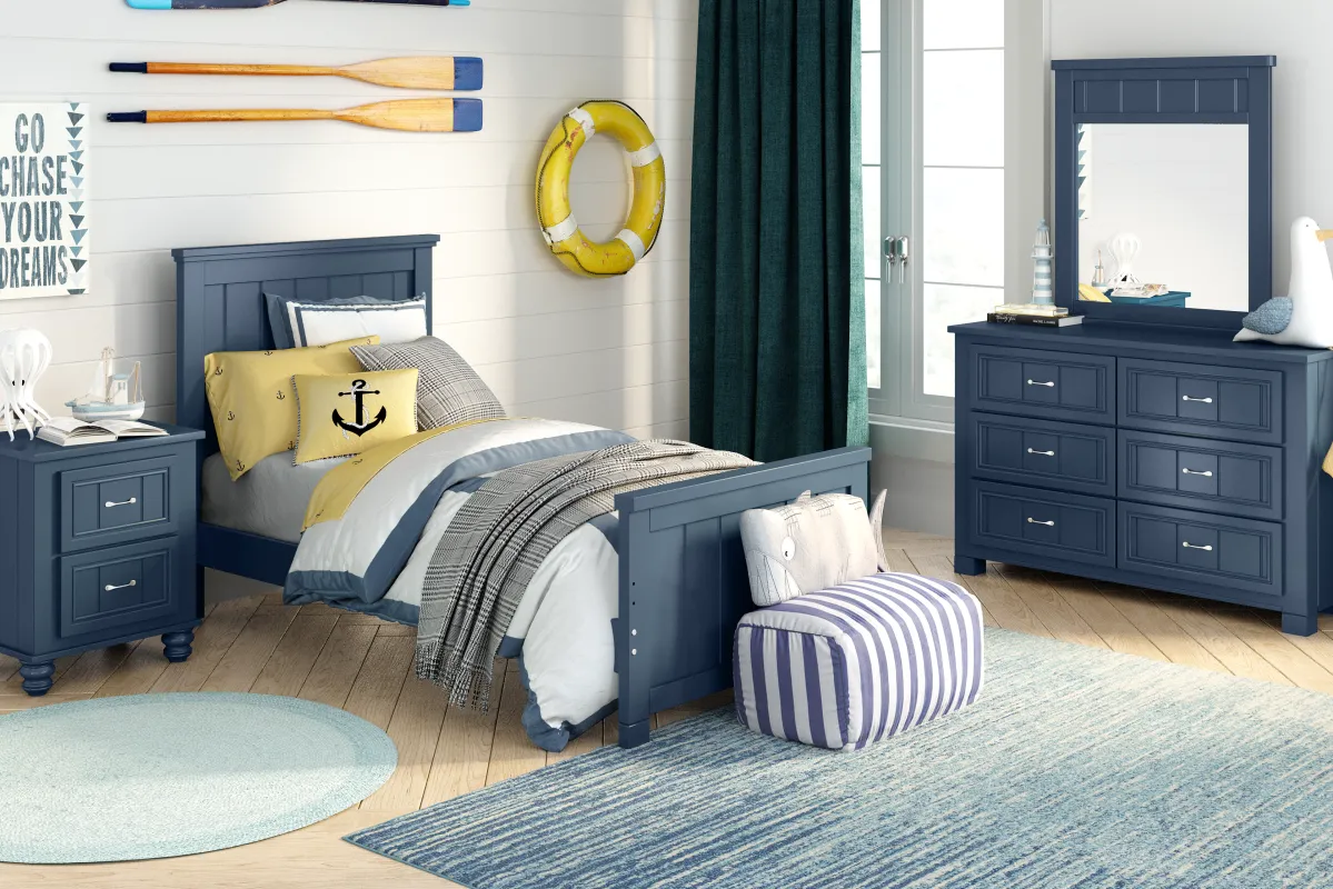 Kids Cottage Colors Navy Twin Panel Bedroom