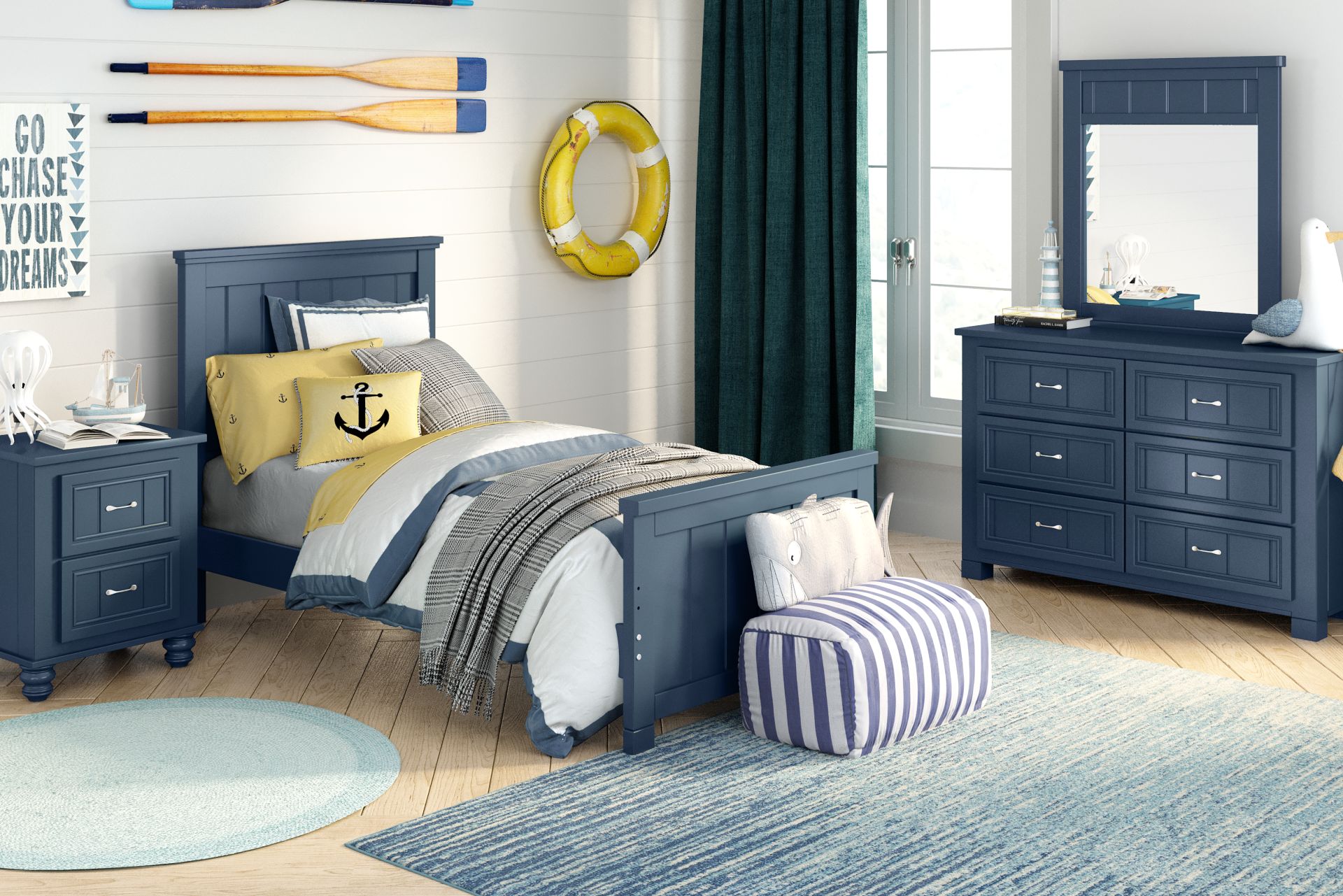 Kids Cottage Colors Navy Twin Panel Bed - Image 2