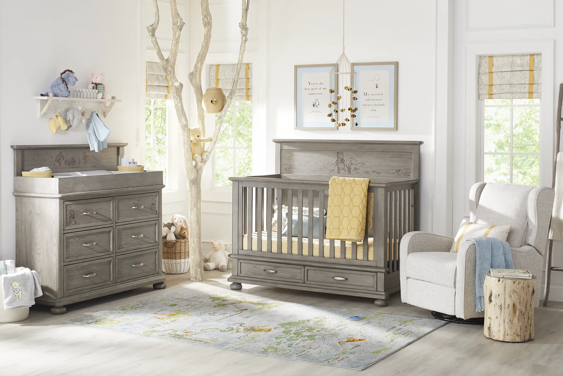 Kids Woodland Adventures with Winnie the Pooh Classic Gray Changing Table - Image 1