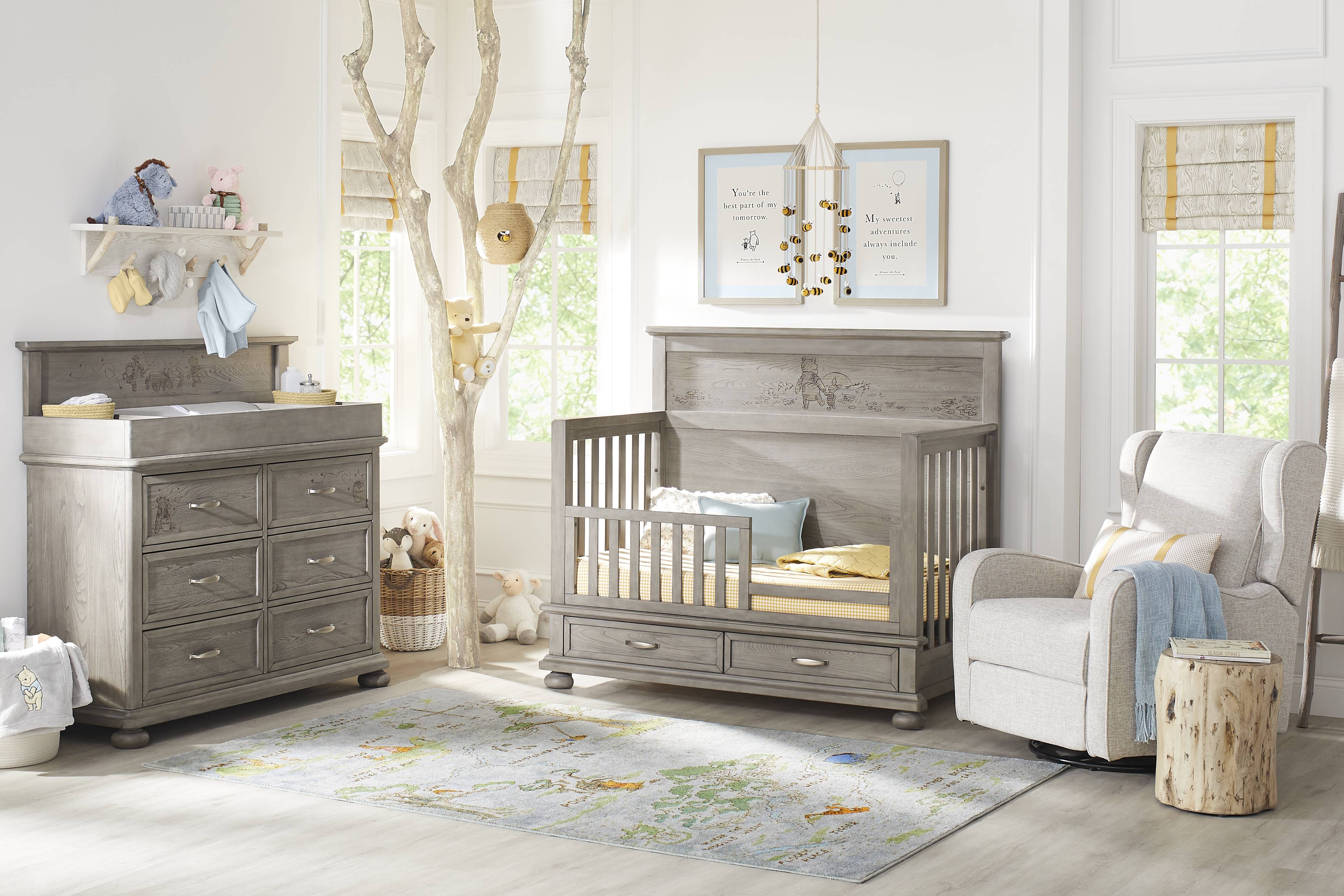 Disney Baby Woodland Adventures with Winnie the Pooh Classic Gray Nursery with Toddler Rails - Thumbnail - Image 1