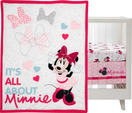 Kids Minnie Mouse Love Pink Baby Bedding Set