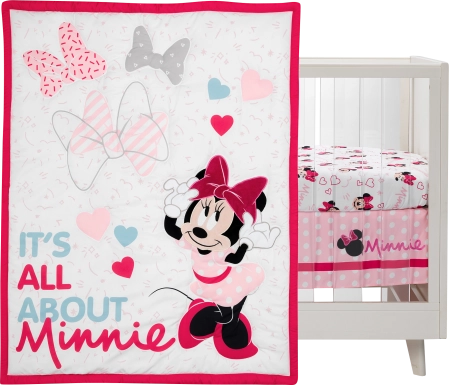 Kids Minnie Mouse Love Pink Baby Bedding Set