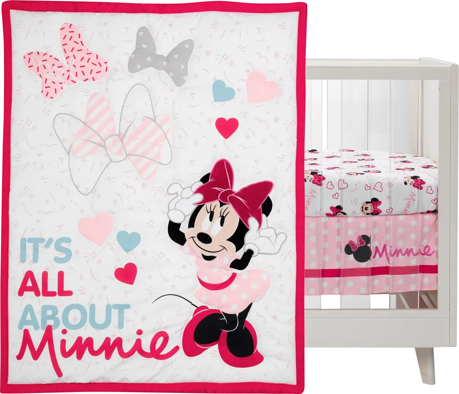 Kids Minnie Mouse Love Pink Baby Bedding Set
