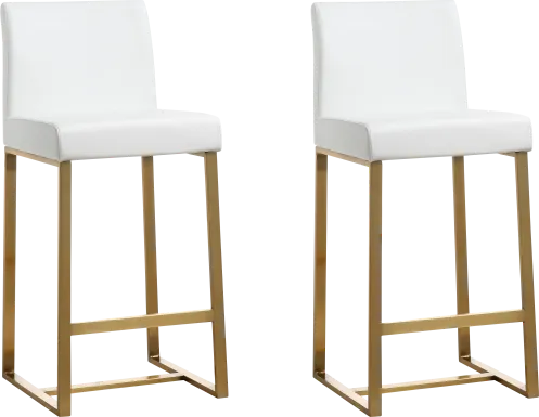 Caliael White Counter Height Stool, Set of 2
