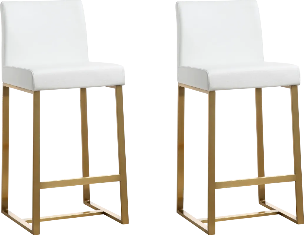 Caliael White Counter Height Stool, Set of 2