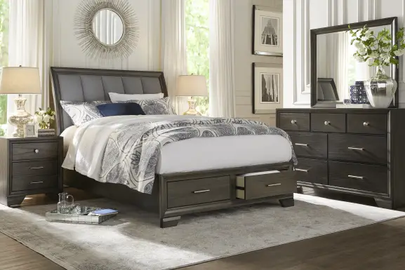 Beckwood Gray 5 Pc Queen Sleigh Bedroom with Storage