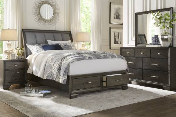 Beckwood Gray 3 Pc King Sleigh Bed with Storage