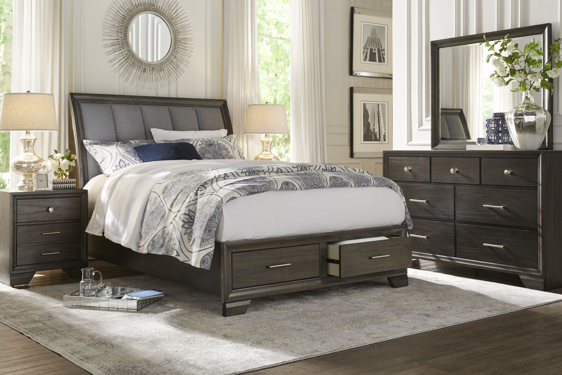 Beckwood Gray 3 Pc King Sleigh Bed with Storage - Image 2