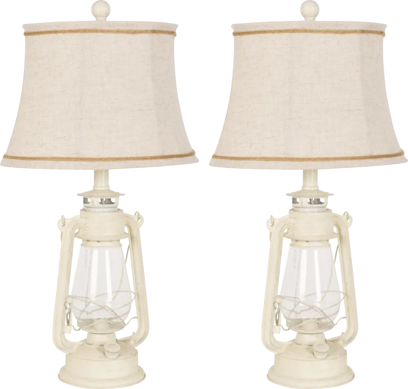 Abanico Court White Table Lamps, Set of 2