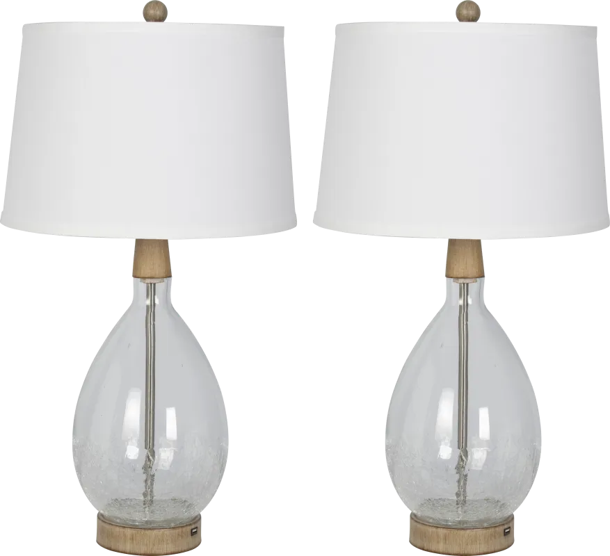 Borrada Bay Clear Table Lamps, Set of 2