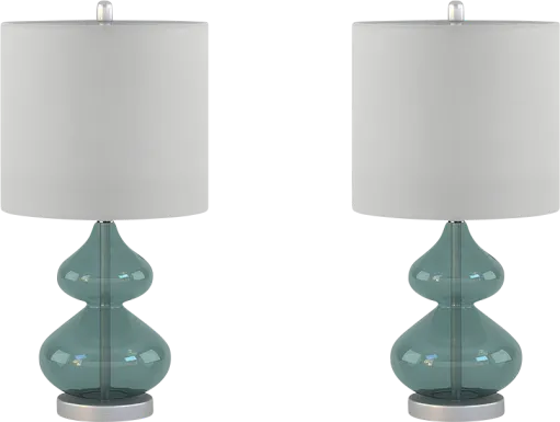 Wetzel Hollow Blue Table Lamps, Set of 2