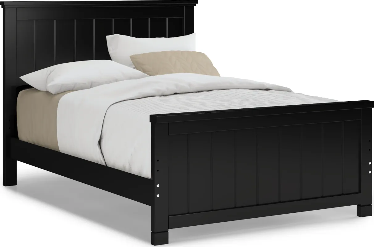 Kids Cottage Colors Black Full Panel Bed