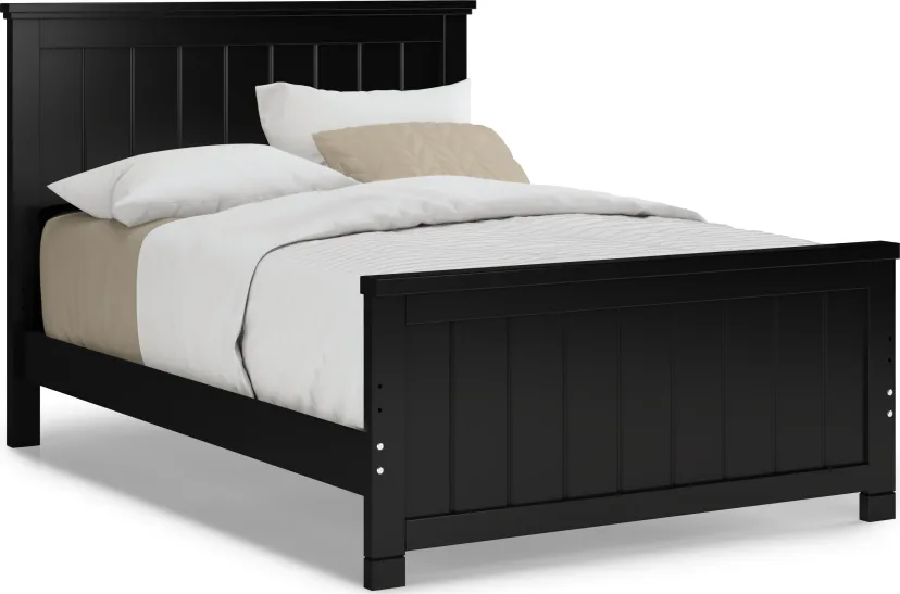 Kids Cottage Colors Black Full Panel Bed