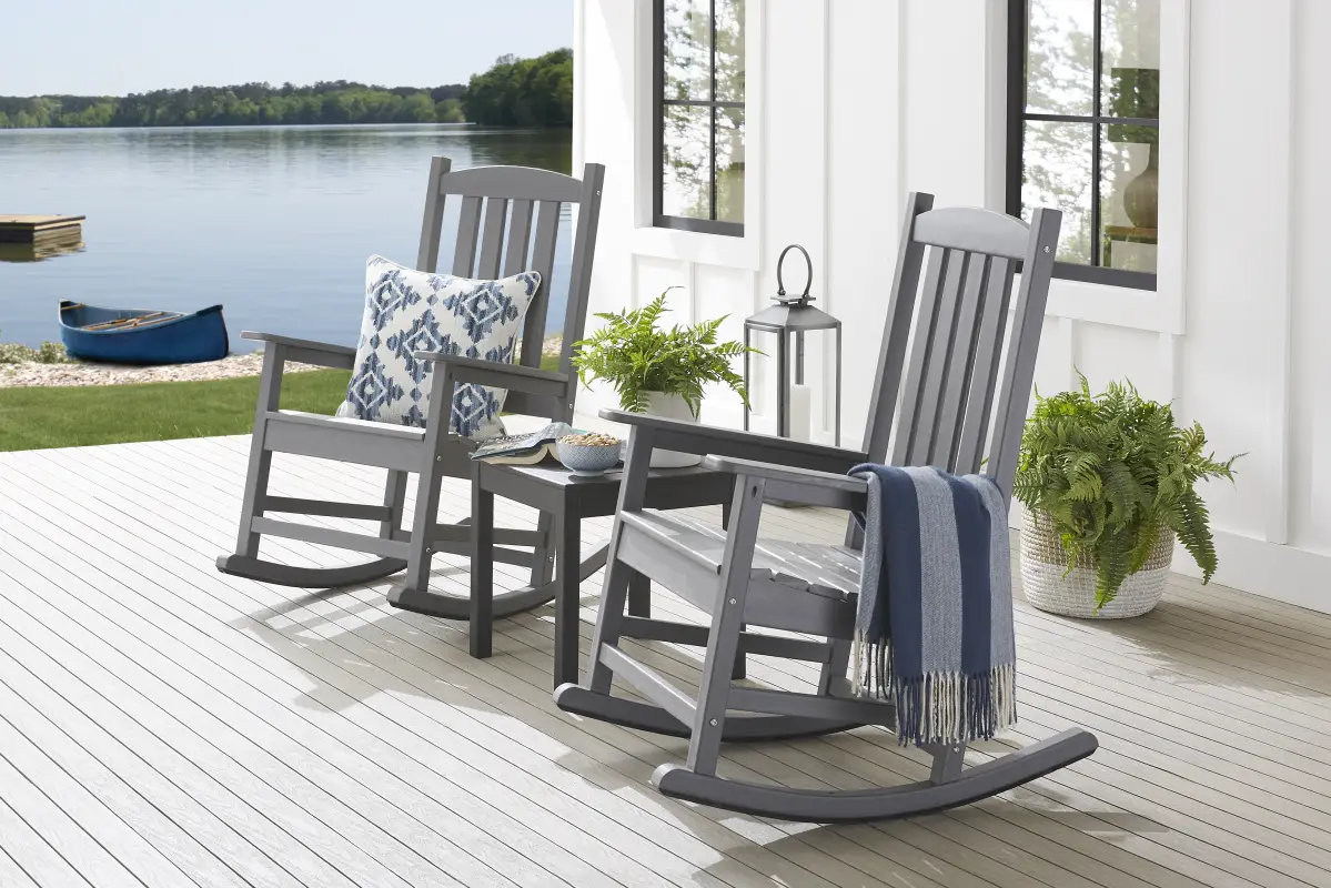 Brocky Gray Outdoor Rocking Chair, Set of Two