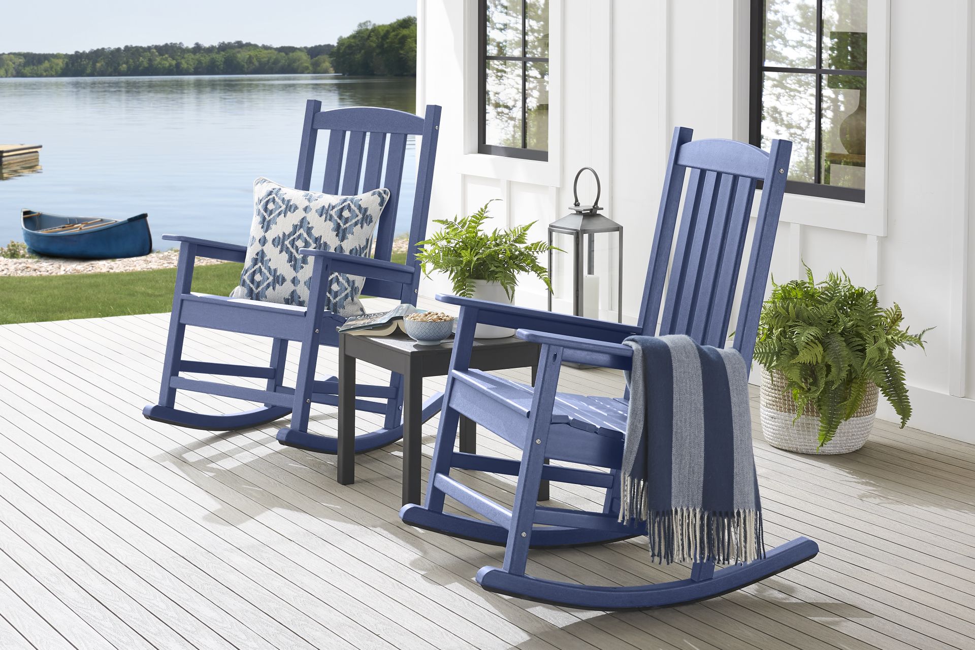 Brocky Navy Outdoor Rocking Chair - Image 2