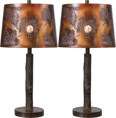 Pawnee Circle Brown Table Lamps, Set of 2