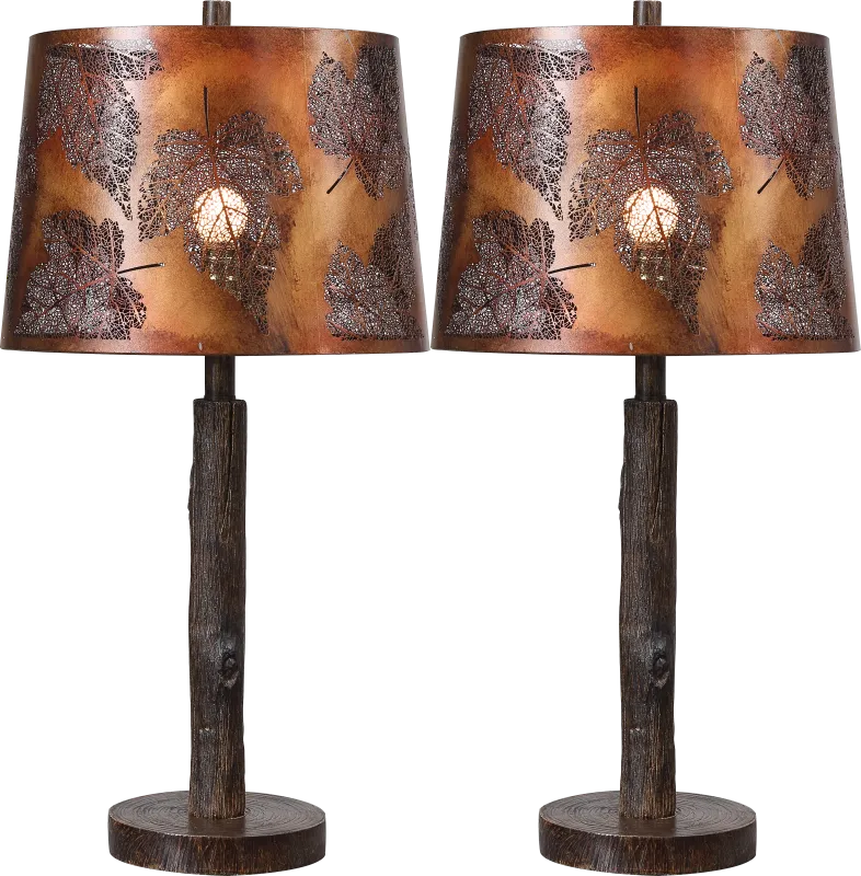 Pawnee Circle Brown Table Lamps, Set of 2