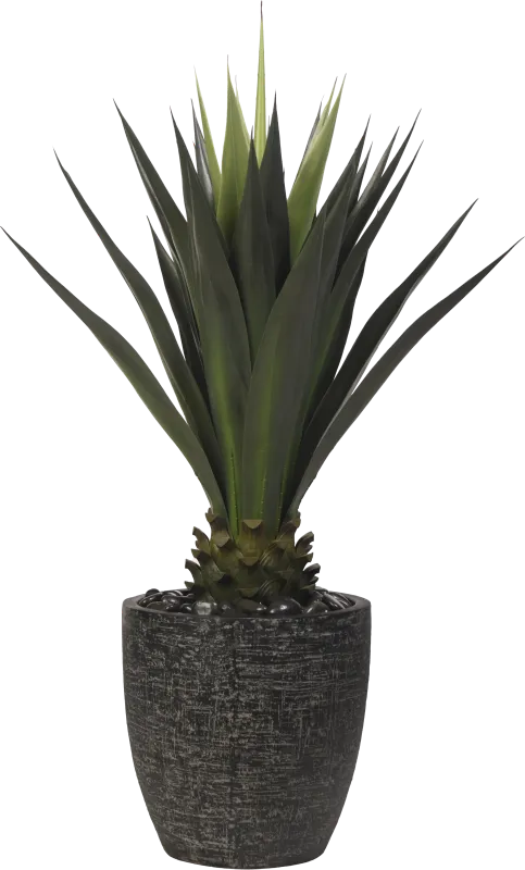 Arandas Green 52 in. Artificial Jumbo Agave Plant in Black Planter