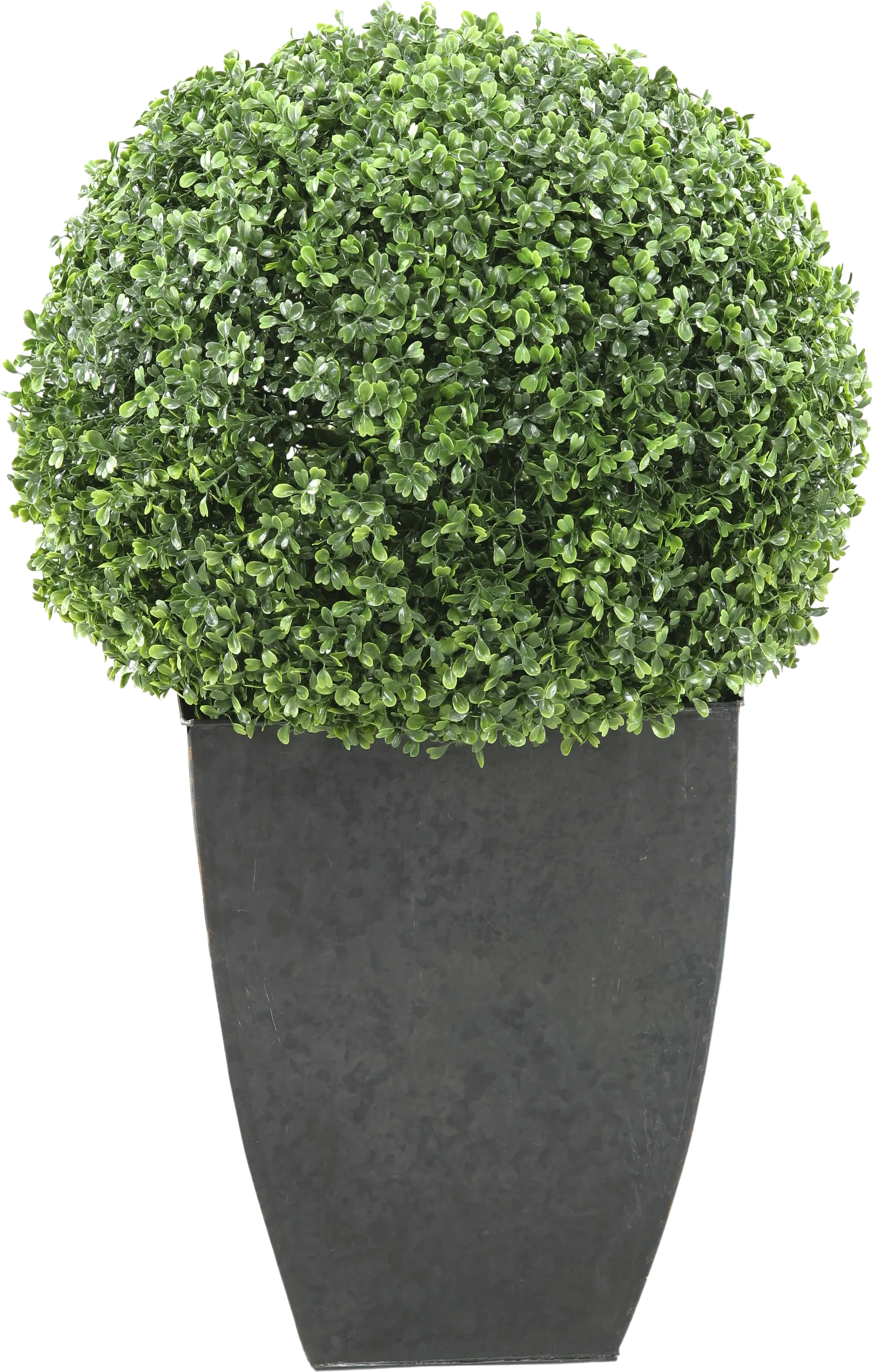 Elland Green 28 in. Artificial Boxwood Ball in Metal Planter - Image 1