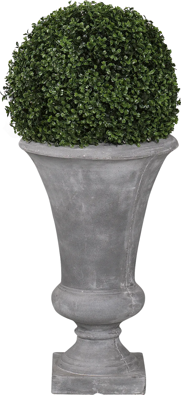 Zelen Green 36 in. Artificial Boxwood Ball in Gray Urn - Thumbnail - Image 1