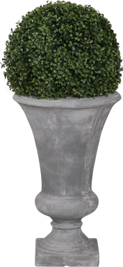 Zelen Green 36 in. Artificial Boxwood Ball in Gray Urn