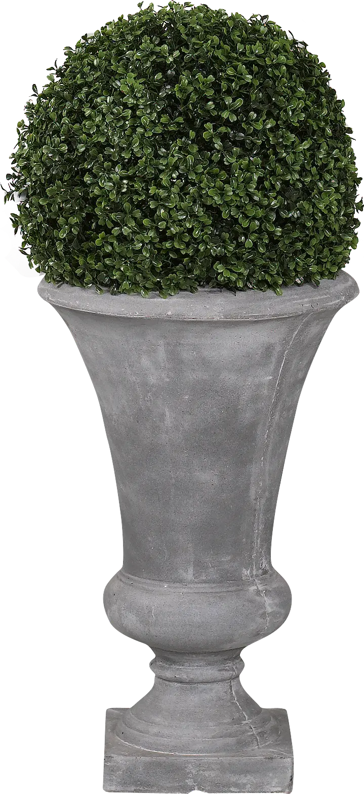 Zelen Green 36 in. Artificial Boxwood Ball in Gray Urn