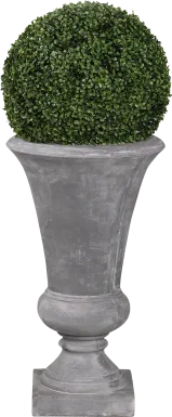 Zelen Green 44 in. Artificial Boxwood Ball in Gray Urn