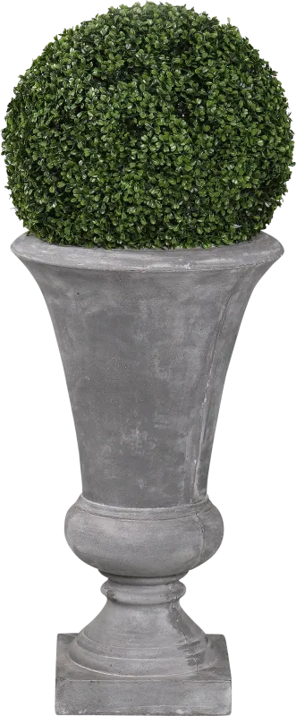 Zelen Green 44 in. Artificial Boxwood Ball in Gray Urn