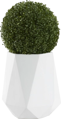Aylin Green 28 in. Artificial Boxwood Ball in Small White Planter