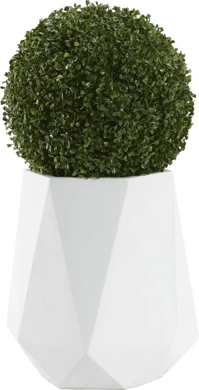 Aylin Green 28 in. Artificial Boxwood Ball in Small White Planter