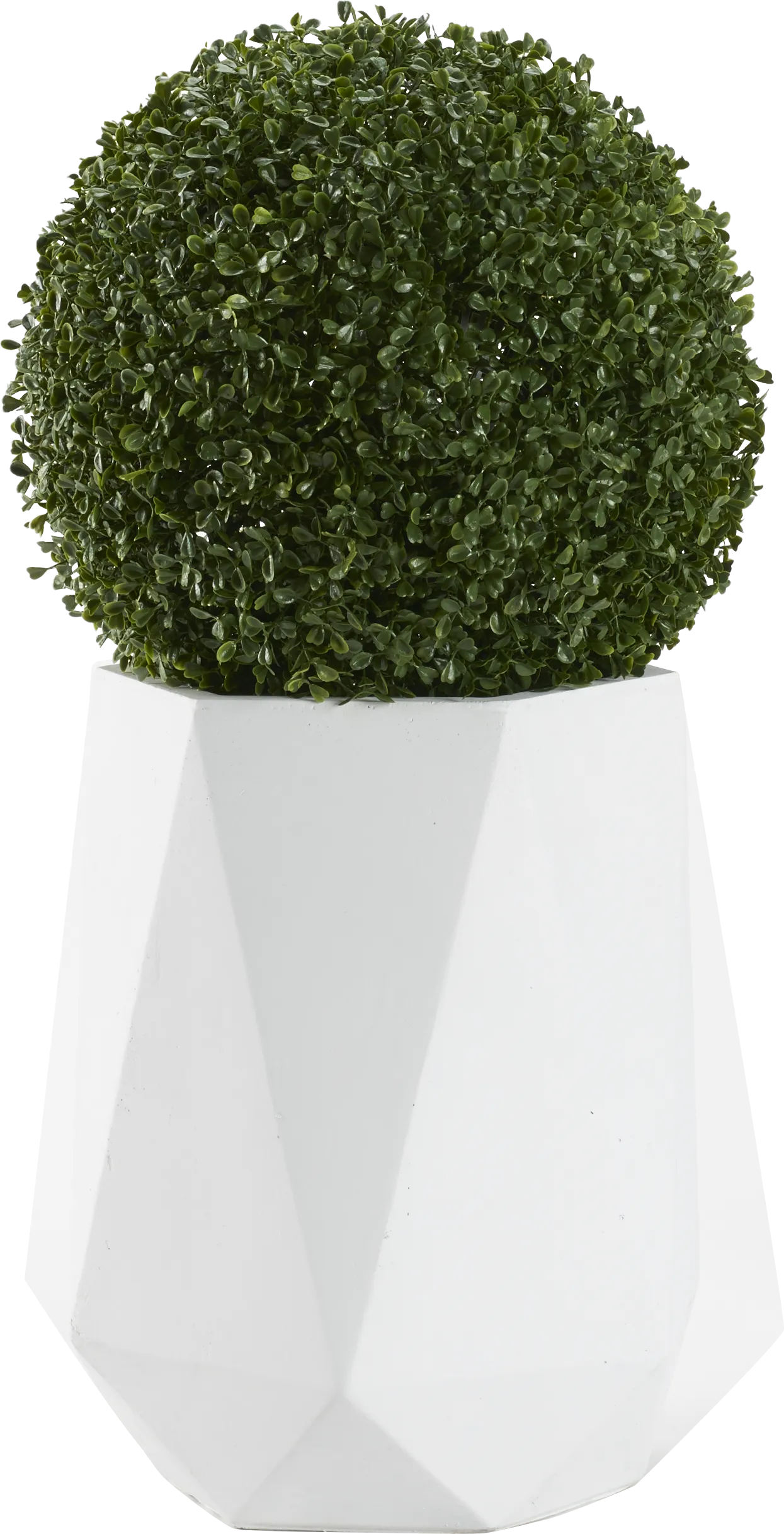 Aylin Green 28 in. Artificial Boxwood Ball in Small White Planter - Image 1