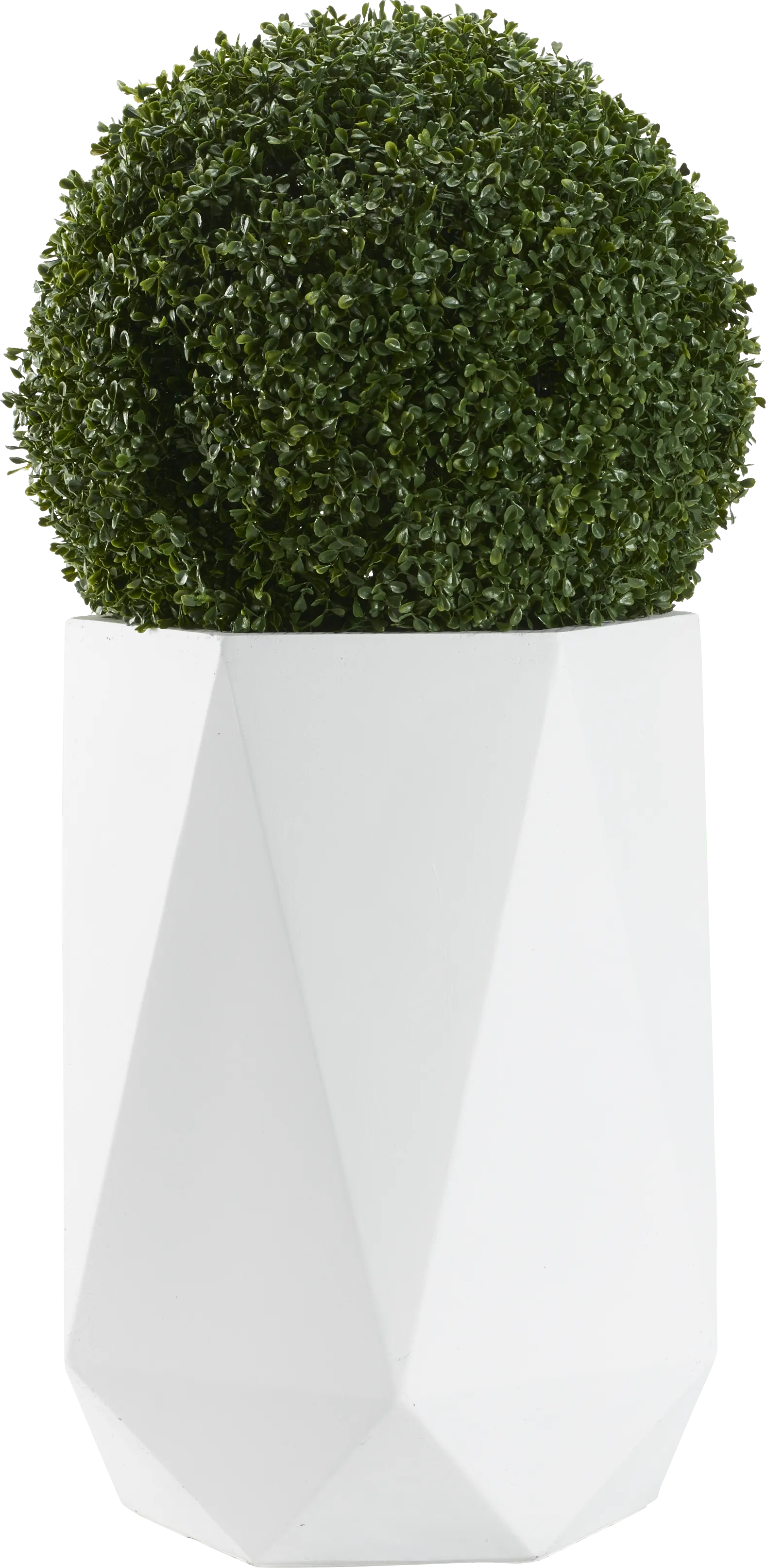 Aylin Green 38 in. Artificial Boxwood Ball in White Planter - Image 1
