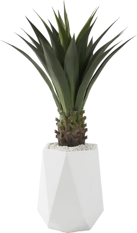 Arandas Green 40 in. Artificial Jumbo Agave Plant in White Planter