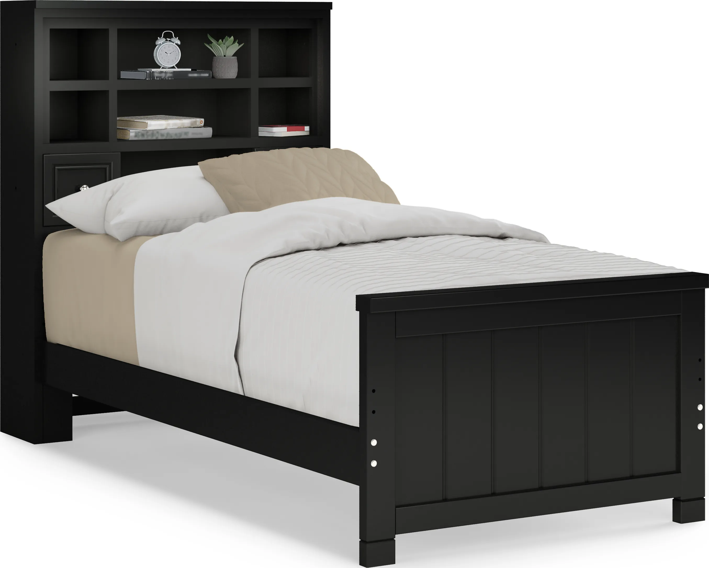 Kids Cottage Colors Black Twin Bookcase Bed - Thumbnail - Image 1
