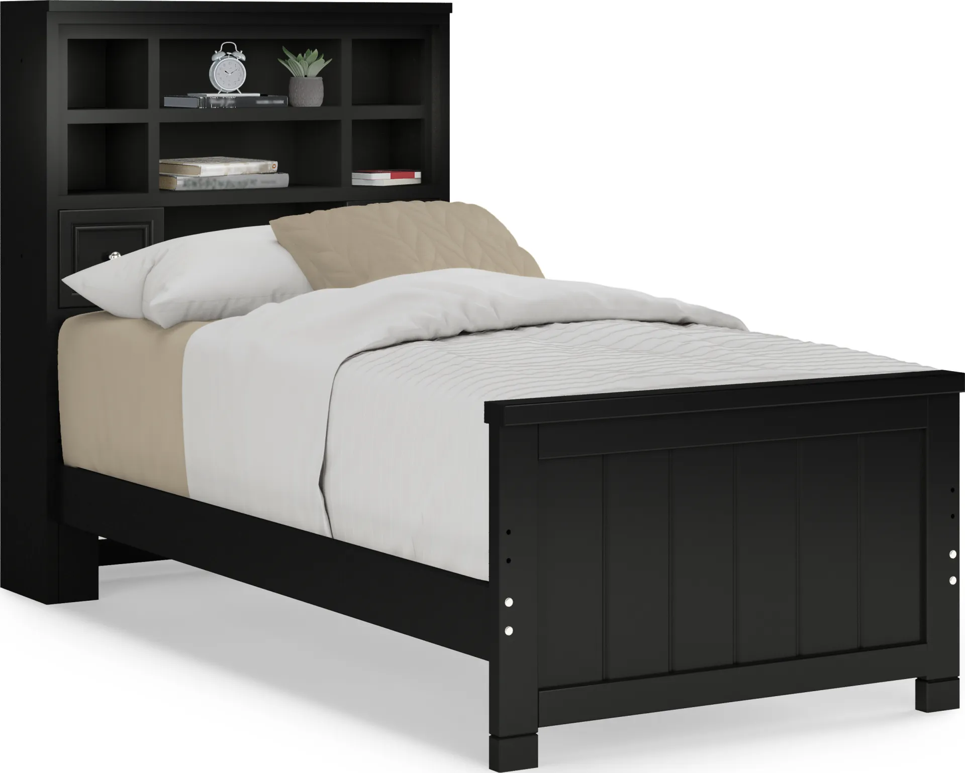 Kids Cottage Colors Black Twin Bookcase Bed - Image 1