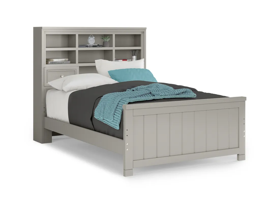Kids Cottage Colors Gray Full Bookcase Bed