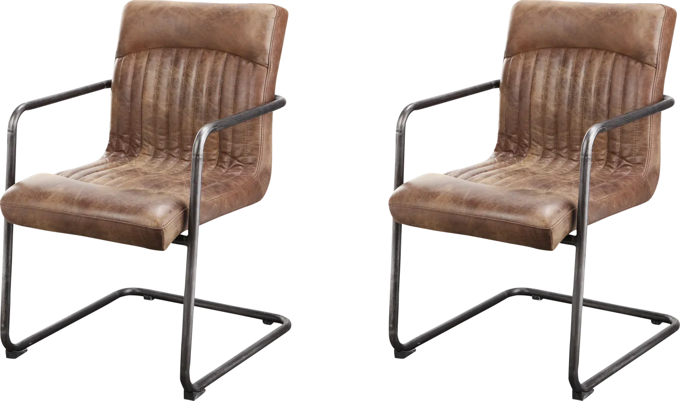 Medill Brown Arm Chair, Set of 2