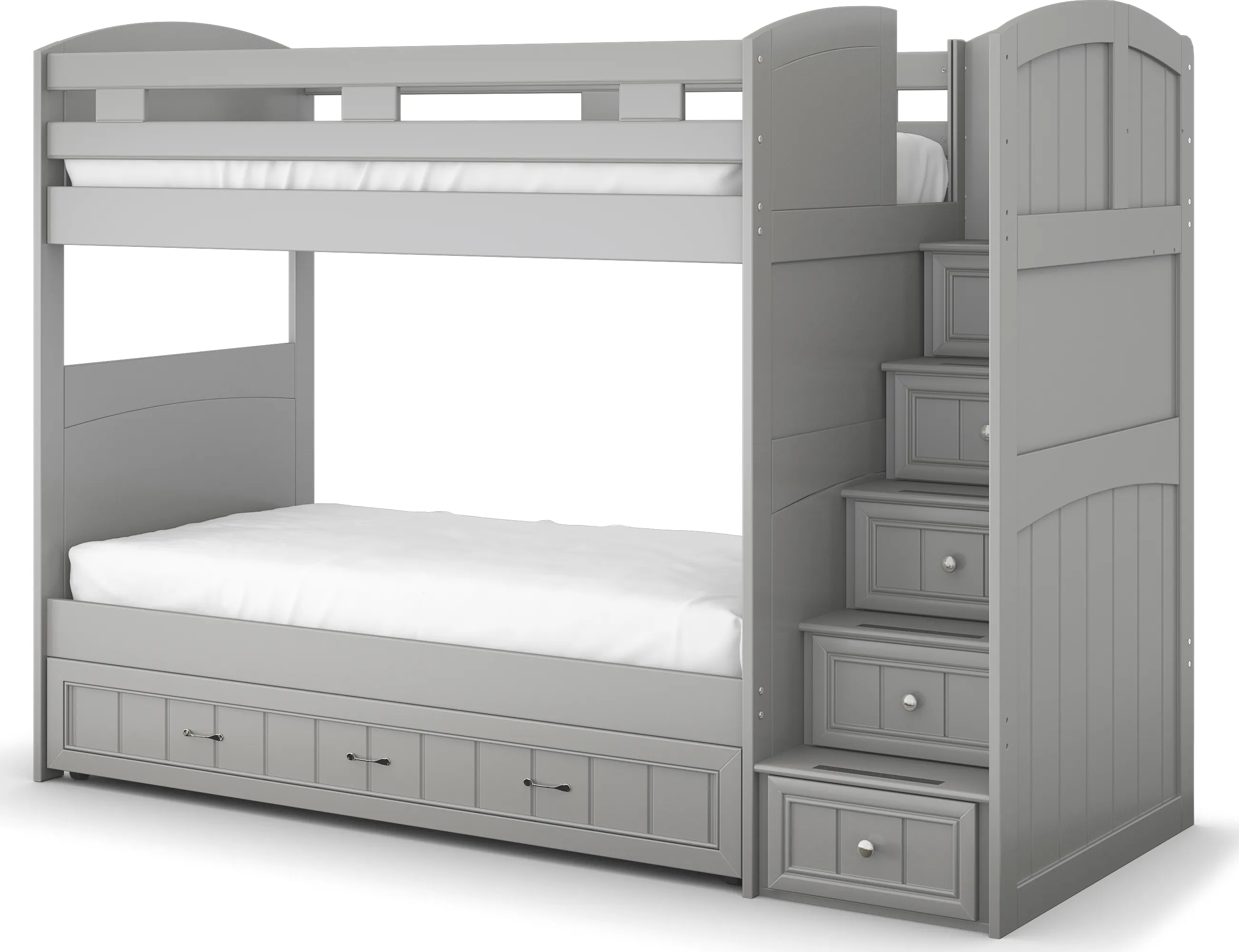 Kids Cottage Colors Gray Twin/Twin Step Bunk Bed - Thumbnail - Image 1