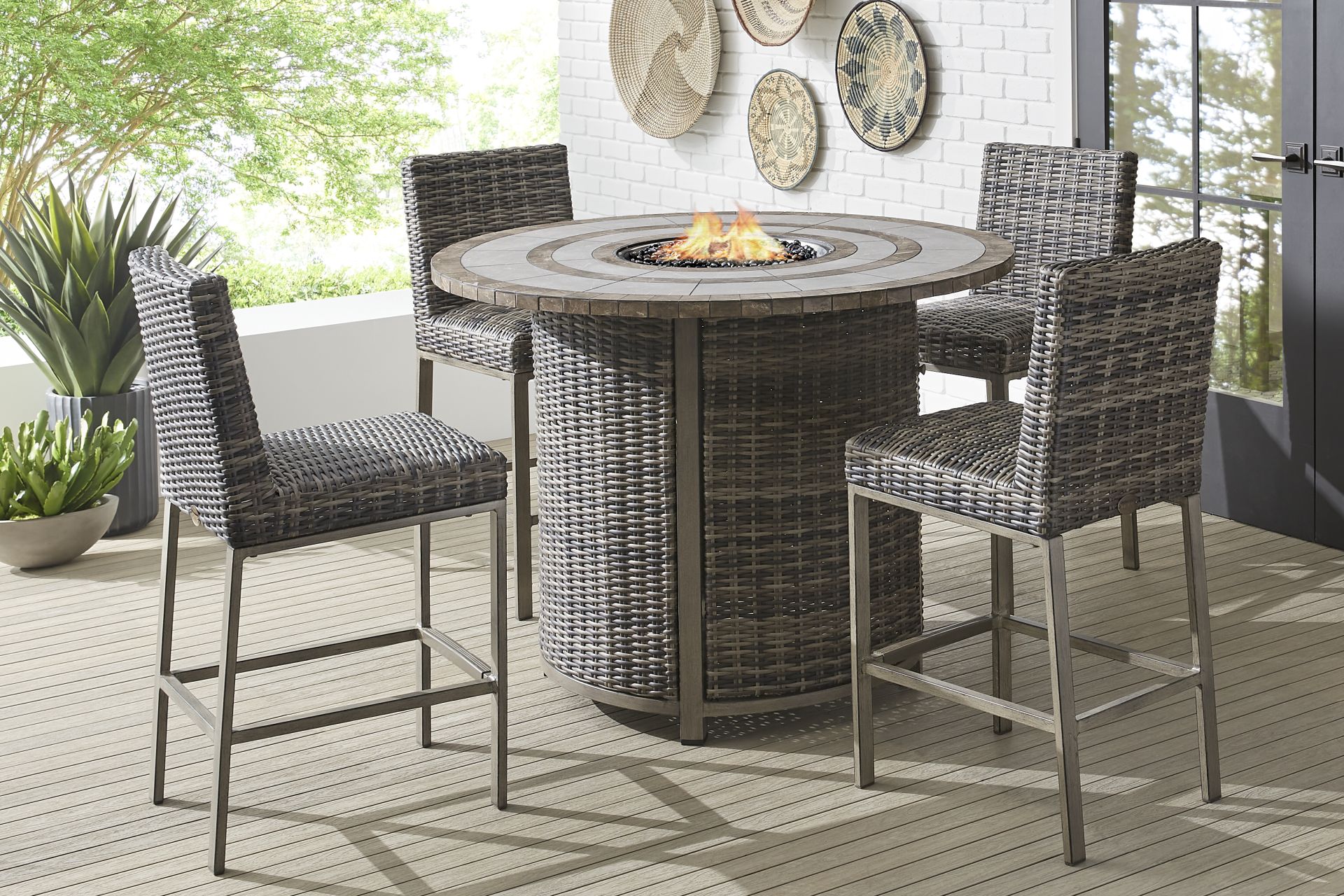 Montecello Gray Outdoor Fire Bar Table - Image 2