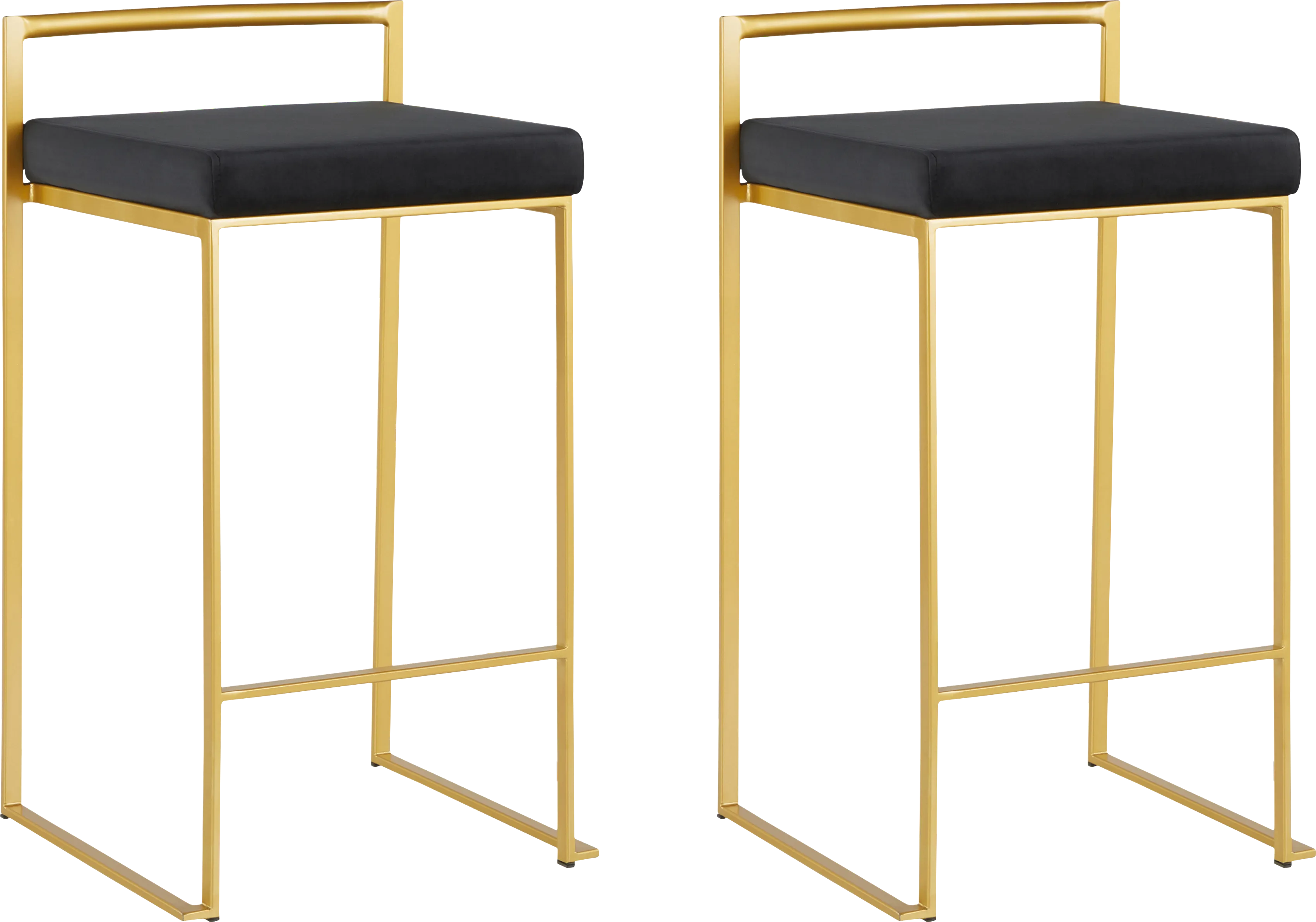 Sora Black Plush Gold Metal Counter Height Stool, Set of 2 - Thumbnail - Image 1