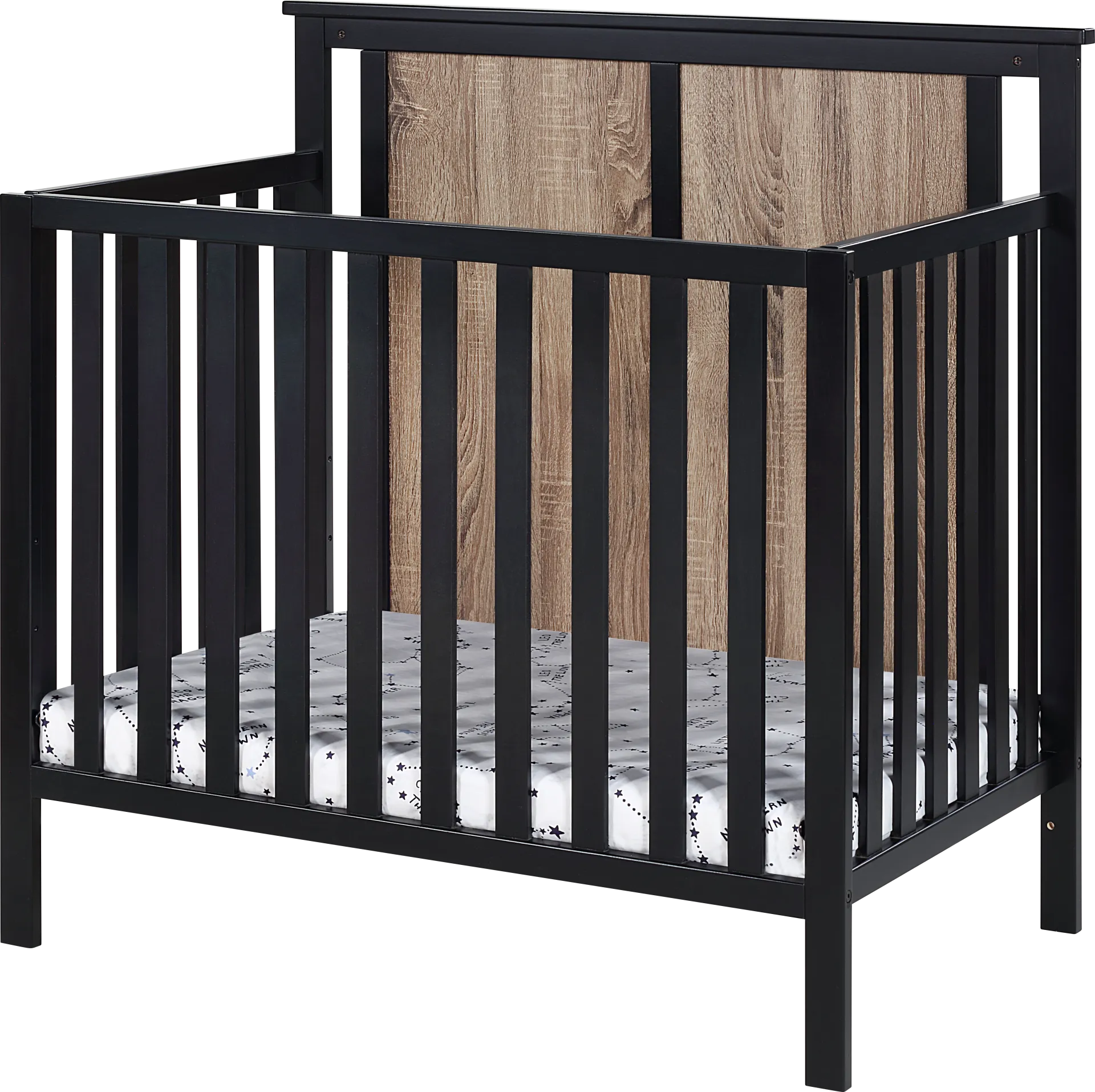 Kids Allsky Black Crib with Mattress Pad - Image 1