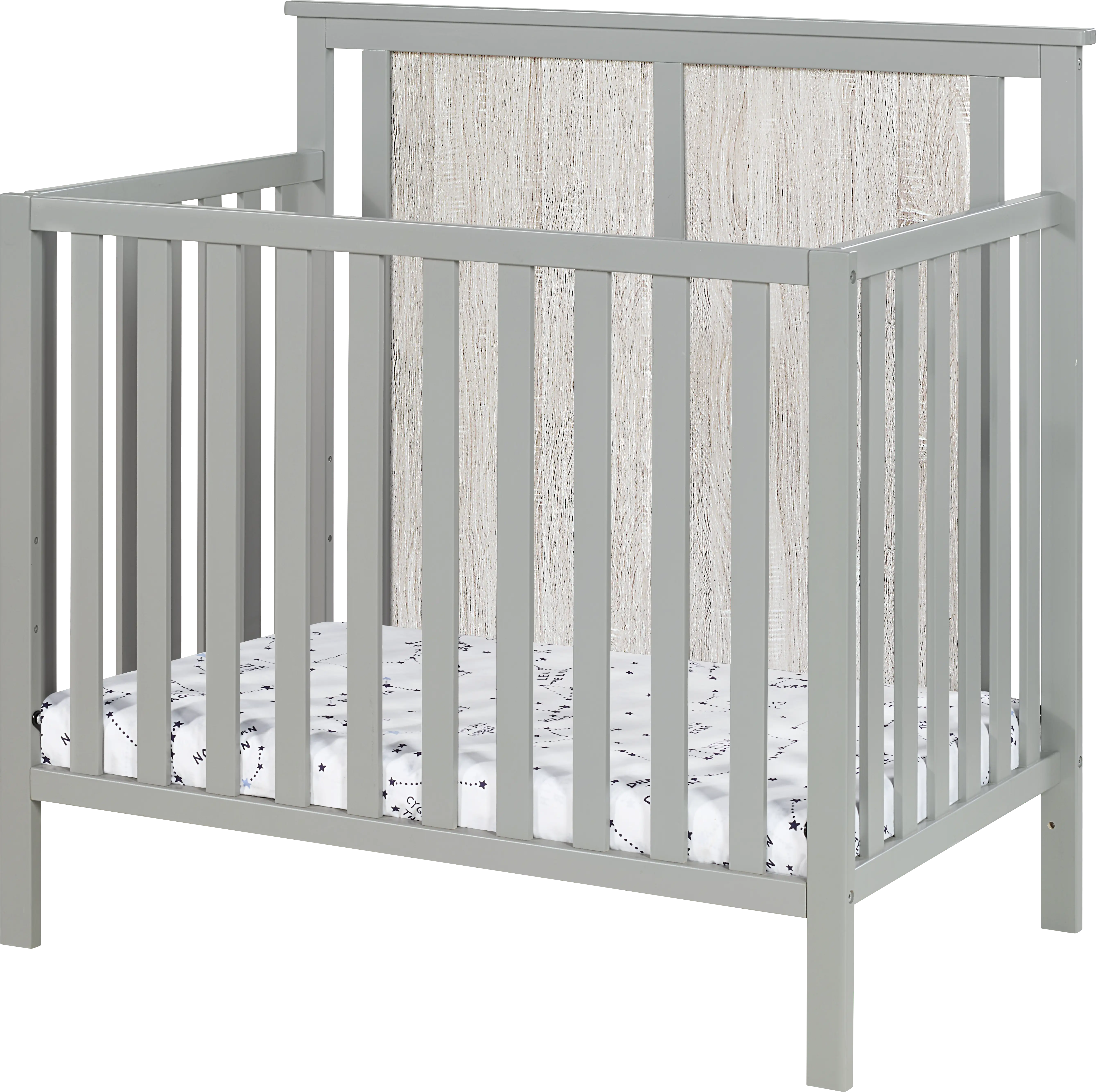 Kids Allsky Gray Crib with Mattress Pad - Thumbnail - Image 1