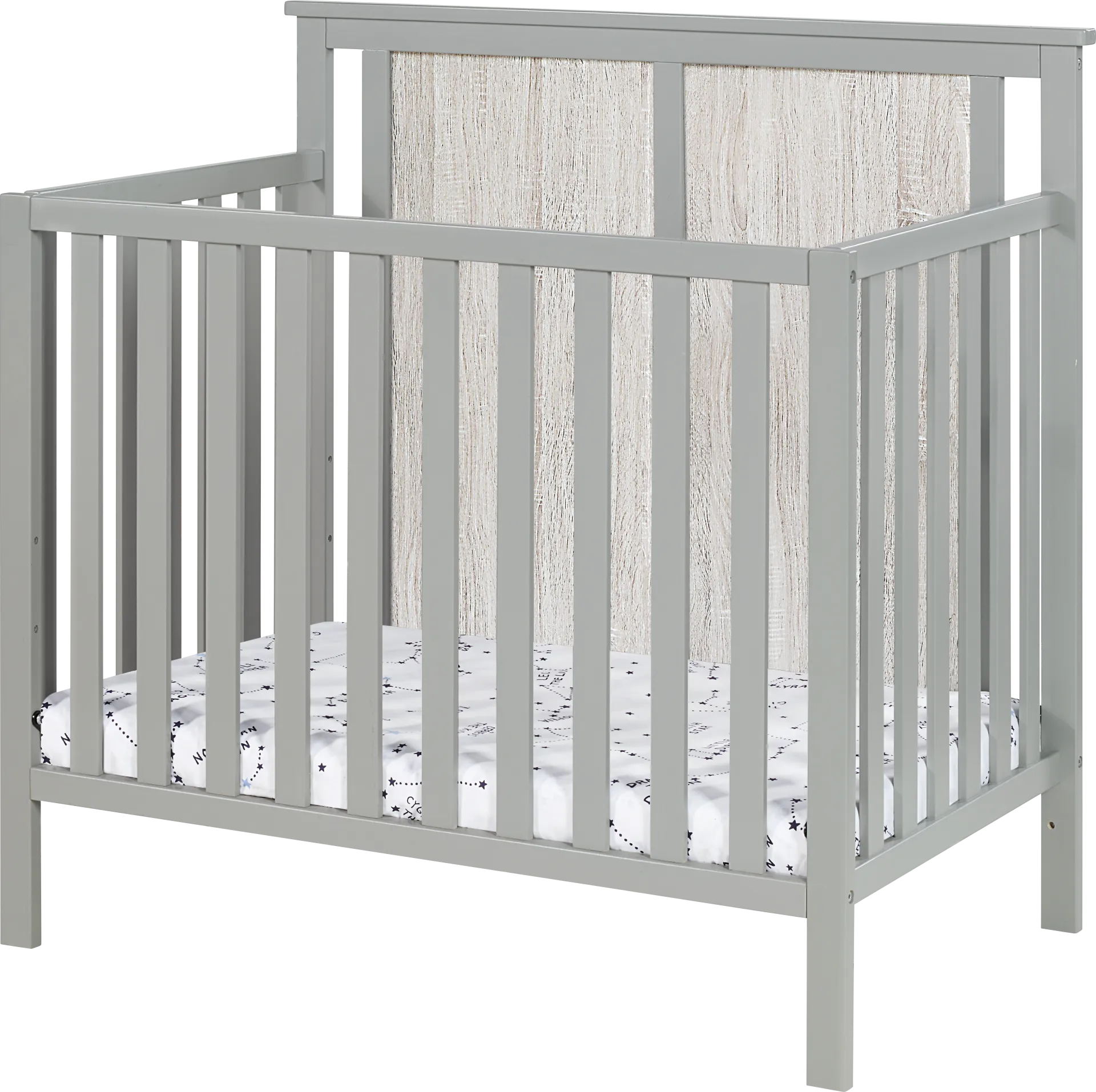 Kids Allsky Gray Crib with Mattress Pad - Image 1