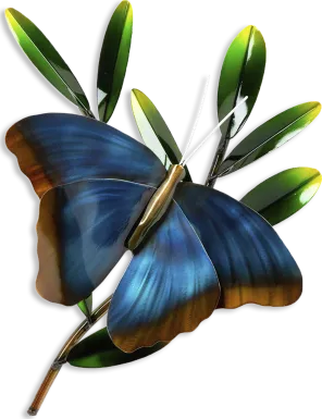 Morpho on Branch Blue Outdoor Artwork