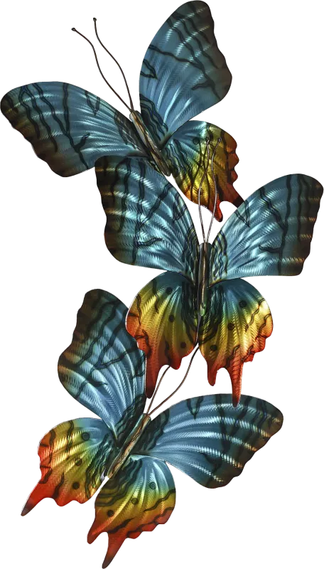 Sunset Moth Trio Teal Outdoor Artwork